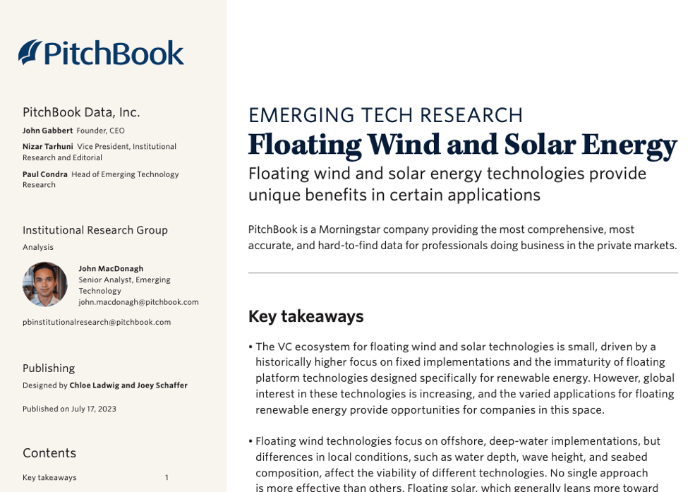 Research on Floating Wind and Solar Energy – PitchBook
